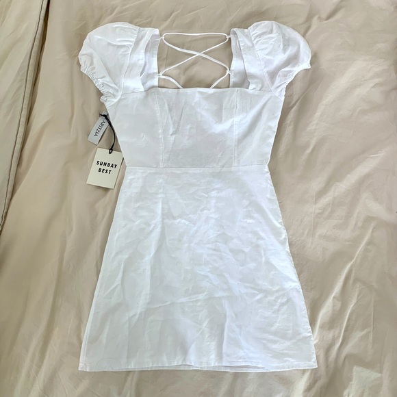 Aritzia Dresses Aritzia Babydoll Mini Dress With Crisscross Laced